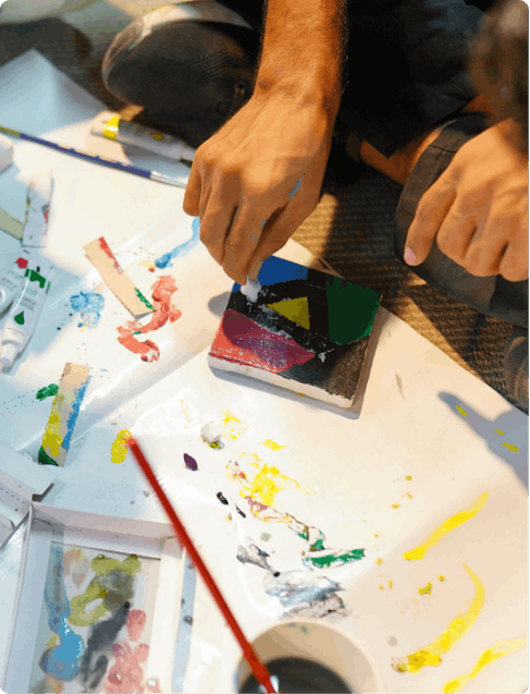 Artist hand-painting